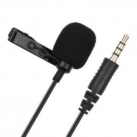 Mini Lavalier Microphone Omnidirectional Condenser Clip-on Mic with 3.5mm TRRS Plug 1.5-Meter-Long Cable for Smartphone Tablet Computer Professional Recording Video Shooting Online Teaching