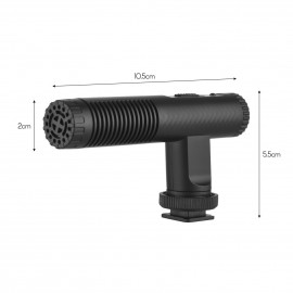 Portable Stereo Microphone Video Recording Mic 3.5mm TRS Plug Built-in Rechargeable Battery for DSLR Cameras Camcorder