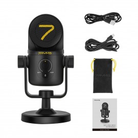 7RYMS SR-USB MINI Desktop Condenser USB Microphone Mic Cardioid Pickup Low Noise Built-in Pop Filter with 3.5mm Headphone Monitoring Interface for Live Boradcast Video Recording Online Meeting Teaching