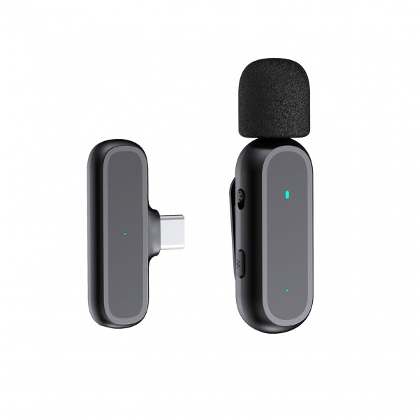 Portable One-trigger-One Wireless Clip-on Microphone System for Type-C Android Phones Video Recording Mic 20M Transmission Range Built-in Battery with Charging Case for Vlog Live Streaming Interview