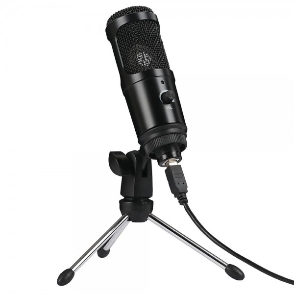 USB Home Vocal Recording Microphones Desktop Mini Metal Tripod Stand for for Laptop PC Tab-let Recording Online Chatting Singing Podcast