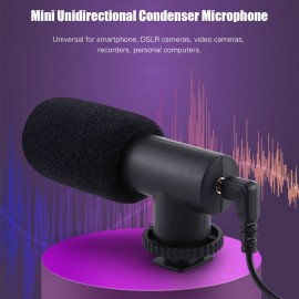 Mini Unidirectional Condenser Microphone K-song/Interview /Capacitor Recording Microphone 3.5mm Audio Interface Universal for Mobile Phone DSLR Cameras Video Cameras Recorders Personal Computers