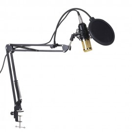 BM800 Condenser Microphone Lit Pro Audio Studio Recording & Brocasting Adjustable Mic Suspension Scissor Arm Pop Filter