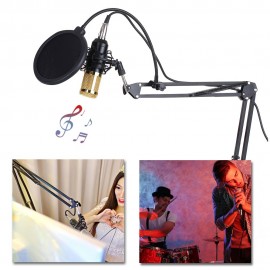 BM800 Condenser Microphone Lit Pro Audio Studio Recording & Brocasting Adjustable Mic Suspension Scissor Arm Pop Filter