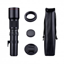 500mm F/8.0-32 Multi Coated Super Telephoto Lens Manual Zoom + T-Mount to EF-Mount Adapter Ring Kit Replacement for Canon EOS Rebel T3 T3i T4i T5 T5i T6 T6i T6s T7 T7i SL1 SL2 6D 7D   60D 70D 77D 80D 5D II/III/IV DSLR Camera