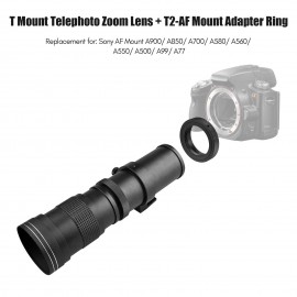 Camera MF Super Telephoto Zoom Lens F/8.3-16 420-800mm T Mount + UV/CPL/FLD Filters Set +2X 420-800mm Teleconverter Lens + T2-AF Adapter Ring for Sony AF Mount A900/ A850/ A700/ A580/ A560/ A550/ A500/ A99/ A77 Cameras