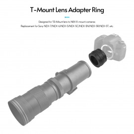 T2-NEX Metal Lens Mount Adapter Ring T/T2 Mount Lens Adapter Replacement for Sony NEX-7/NEX-6/NEX-5/NEX-5C/NEX-5N/NEX-5R/NEX-5T/NEX-3/NEX-C3/NEX-F3/NEX-3N NEX E-Mount Mirrorless Cameras