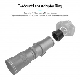 Andoer T2-M4/3 Metal Lens Mount Adapter Ring T/T2 Mount Lens Adapter Replacement for Panasonic DMC-G1/DMC-GH1/DMC-GF1 for Olympus EP1/EP2/EPL1 Micro 4/3 Mount Cameras