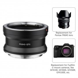 PK645-GFX Camera Lens Adapter Replacement for Pentax PK645 Lens to Fujifilm G Mount GFX100 GFX50S GFX50R GFX100S Cameras