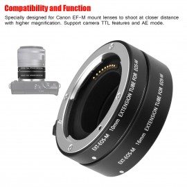 DG-EOS M Automatic Extension Tube 10mm and 16mm Auto Focus for Canon EF-M Mount Series Mirrorless Camera and Lens