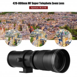 Camera MF Super Telephoto Zoom Lens F/8.3-16 420-800mm T Mount with Adapter Ring Universal 1/4 Thread Replacement for Canon EF-Mount Cameras EOS 80D 77D 70D 60D 60Da 50D 7D 6D 5D T7i T7s T6s T6i T6 T5i T5 T4i T3i T3 T2i SL2 SL1