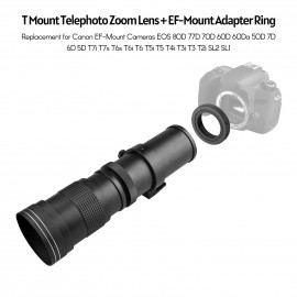 Camera MF Super Telephoto Zoom Lens F/8.3-16 420-800mm T Mount with Adapter Ring Universal 1/4 Thread Replacement for Canon EF-Mount Cameras EOS 80D 77D 70D 60D 60Da 50D 7D 6D 5D T7i T7s T6s T6i T6 T5i T5 T4i T3i T3 T2i SL2 SL1