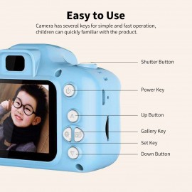 Portable Cute Children Digital Camera Rechargeable Video Camera Camcorder Support Games with 1.9 Inch Display Screen 32G TF Card Outdoor Photography Birthday Holiday Christmas Gift for Children Girls Boys Age 3-10