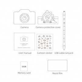 C2 Kids Camera Digital Video Cameras for Toddler Christmas Birthday Gifts for Girls with 32MP Dual Lens 32GB TF Card Support WIFI Transmissin