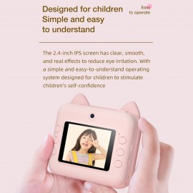 P1 Kids Camera 32GB Children Instant Camera Photo Printer 2.4 inch IPS Screen Christmas Birthday Gifts for Girls with Printing Paper Support WIFI Transmissin Applicable to Self-adhesive Photo Paper