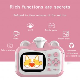 Instant Print Cameras Kids Camera 2.4 Inch Screen 1080P Video Recording Zero Ink 180° Rotation Lens with Print Paper for Children Kids