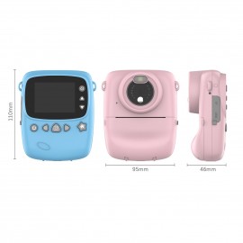 Portable Kids Instant Print Camera Digital Video Camera with 1080P High Video Resolution 18MP 2.3 Inch Large Screen Funny Photo Frames Colorful Markers Print Paper Stickers Hanging Rope for Boys Girls