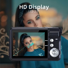 Portable 720P Digital Camera Video Camcorder 18MP Photo 8X Zoom Anti-shake 2.7 Inch Large TFT Screen Built-in Lithium Battery with Carry Bag USB Charging Cable for Kids Teens