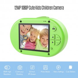 Cute Kids Children Camera 12MP 1080P Full HD Mini Digital Camera 2.0 Inch IPS HD Screen with Continuous Shooting Motion Detection Loop Recording Exposure Functions