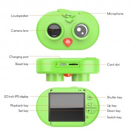 Cute Kids Children Camera 12MP 1080P Full HD Mini Digital Camera 2.0 Inch IPS HD Screen with Continuous Shooting Motion Detection Loop Recording Exposure Functions