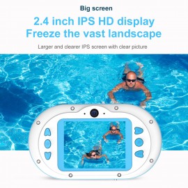 8MP Children Digital Camera Kids Waterproof Camera with Front and Rear Dual Cameras 2.4 Inch IPS HD Screen One-click Photo/Video Self-timer for 5s