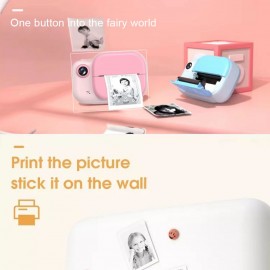 Kids Instant Print Camera 3.0 Inch Large Screen 1080P 12MP Digital Video Camera with Print Paper Roll Hanging Rope for Children Boys Girls