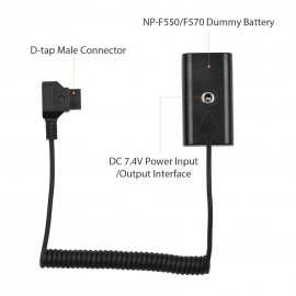 D-Tap to NP-F550 F570 Dummy Battery Coupler Adapter with DC 7.4V Power Input/Output for Video Monitors LED Lights