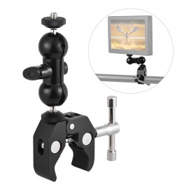 Dual Ballhead Arm Super Clamp Mount Multi-functional Double Ball Adapter for DSLR Camera Monitor LED Video Light External Mic 