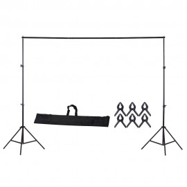 200 * 200cm/78 * 78inches Aluminium Alloy Adjustable Photography Studio Background Backdrop Stand Support System Kit Heavy Duty Photo Video Crossbar Kit with Carry Bag 6pcs Clips for Home Studio Photography Recording