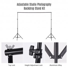 200 * 200cm/78 * 78inches Aluminium Alloy Adjustable Photography Studio Background Backdrop Stand Support System Kit Heavy Duty Photo Video Crossbar Kit with Carry Bag 6pcs Clips for Home Studio Photography Recording