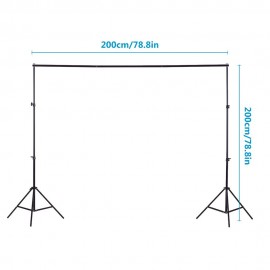 200 * 200cm/78 * 78inches Aluminium Alloy Adjustable Photography Studio Background Backdrop Stand Support System Kit Heavy Duty Photo Video Crossbar Kit with Carry Bag 6pcs Clips for Home Studio Photography Recording