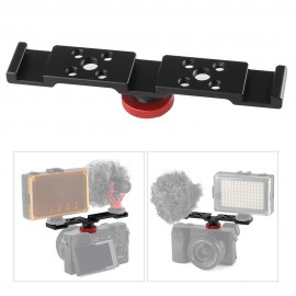 Aluminum Triple Cold Shoe Mount Plate Bracket for Camera Microphone LED Light Mounting